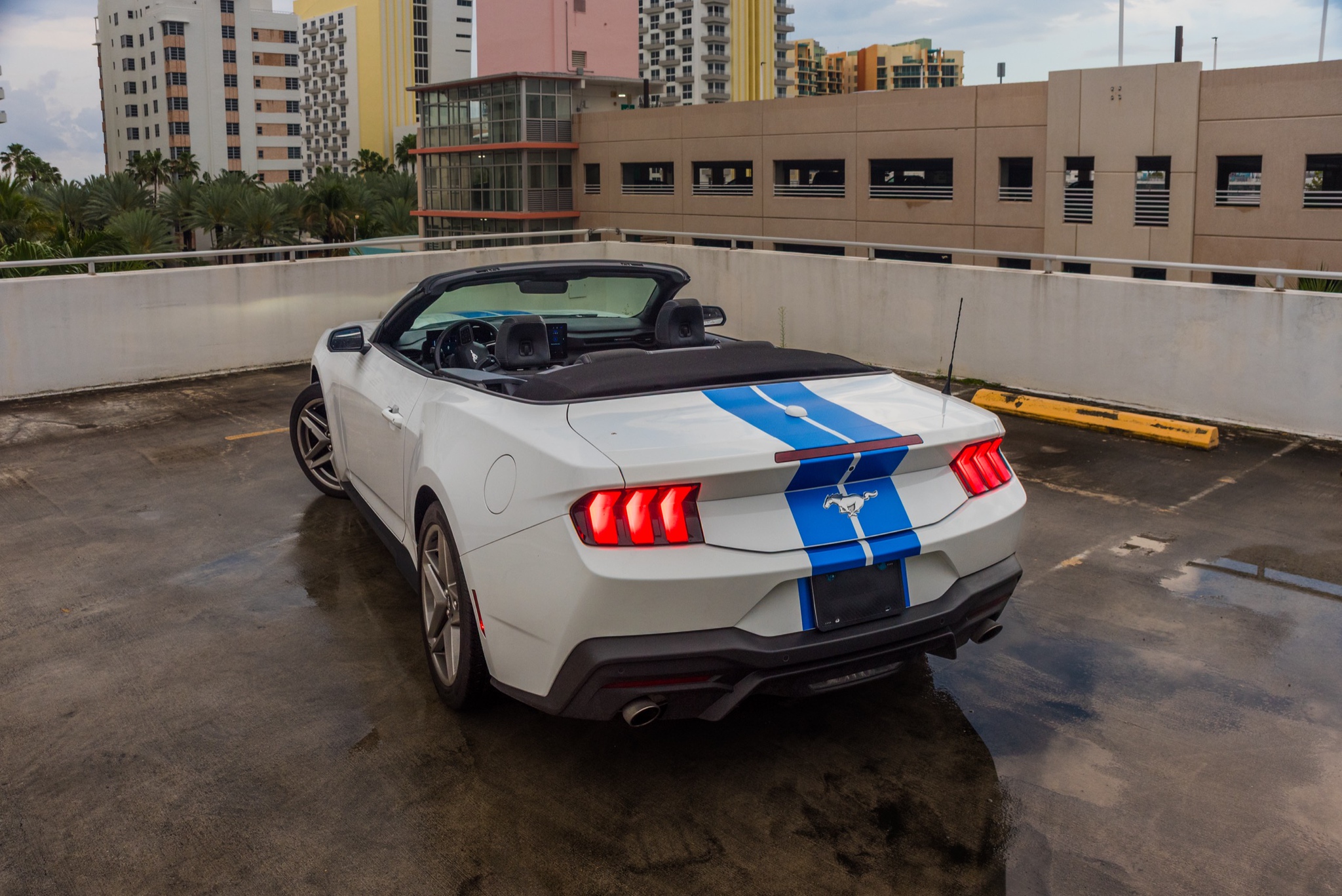 Ford Mustang EcoBoost Convertible White (Blue Stripe) - Image 1