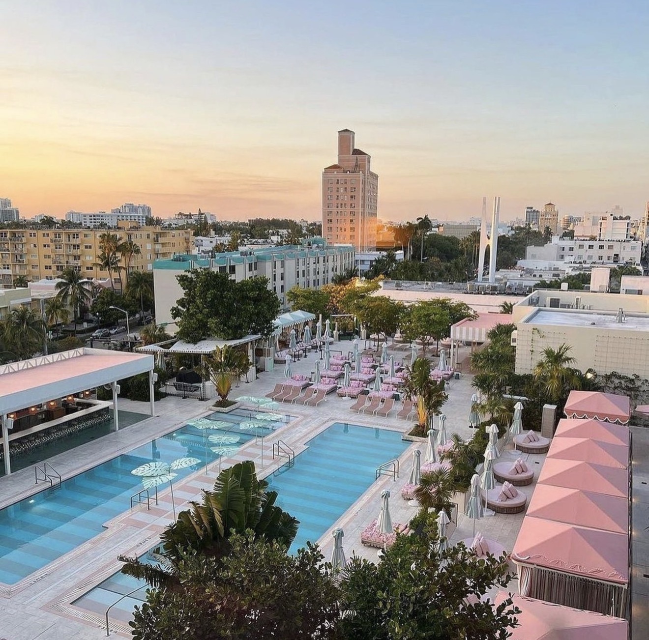Strawberry Moon rooftop pool party Miami Beach sunset pink cabanas